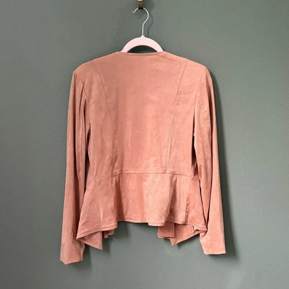 Anthropologie Hutch Open Jacket Blazer Faux Vegan Suede in Peachy Beige Size S